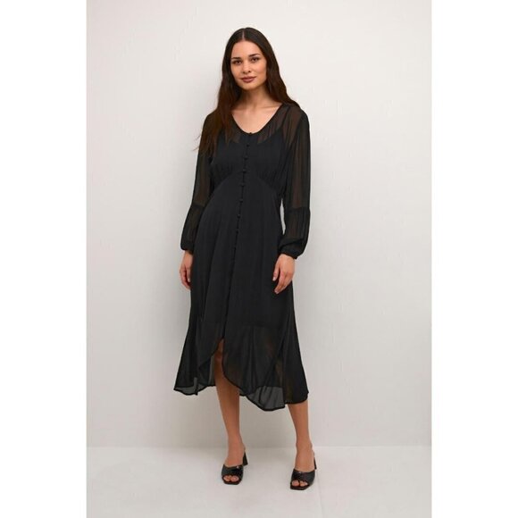 NWT CREAM Chery  Black Flowy Dress - Zally Fit - Picture 1 of 5